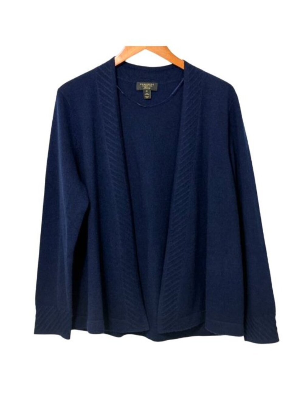 Charter Club Luxury Womens 100% Cashmere Open Cardigan Sweater Navy Blue Size XL